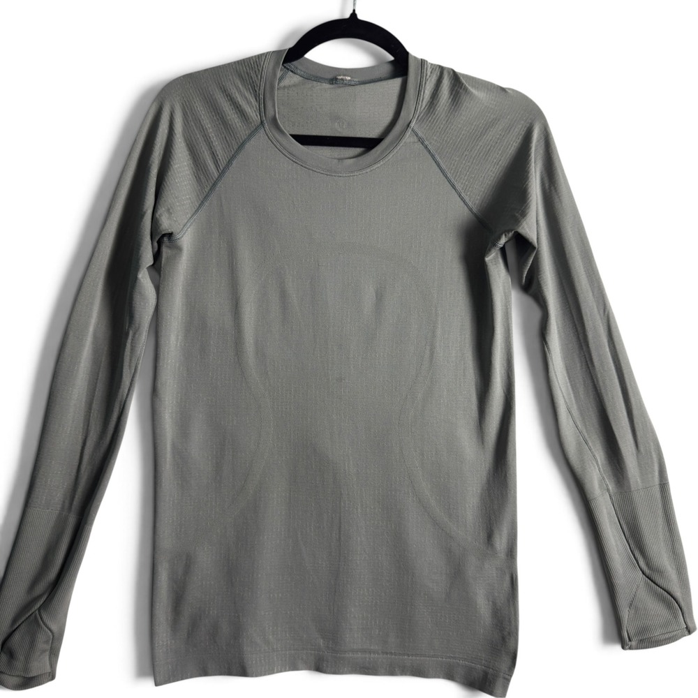Lululemon Swiftly Tech Long Sleeve Grey Women Size 6 Thumbhole Running Shirt